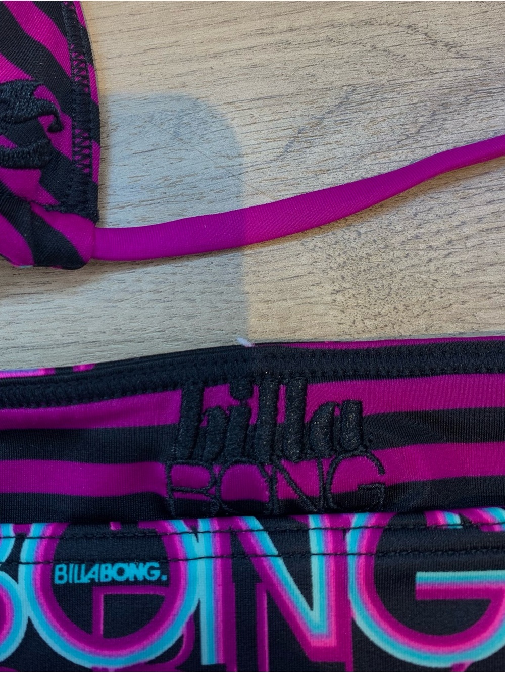 Billabong Reversible Bikini Set Purple Stripe Retro Logo